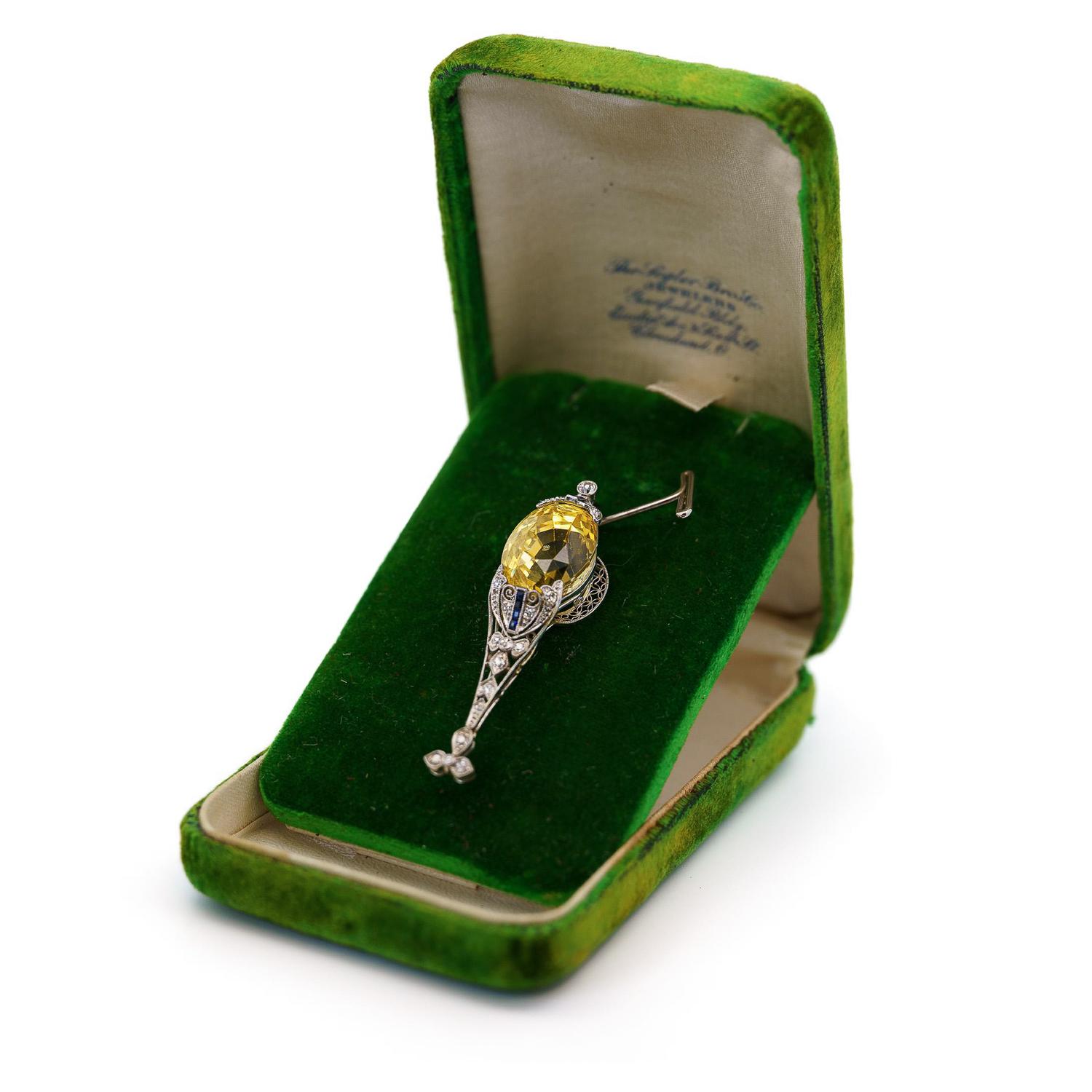 EDWARDIAN YELLOW SAPPHIRE, DIAMOND, AND SAPPHIRE PENDANT