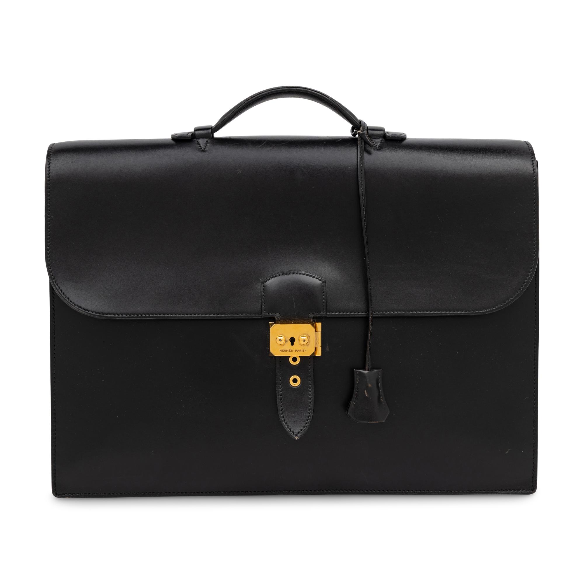 Hermès, Vintage Briefcase in Noir Box Leather