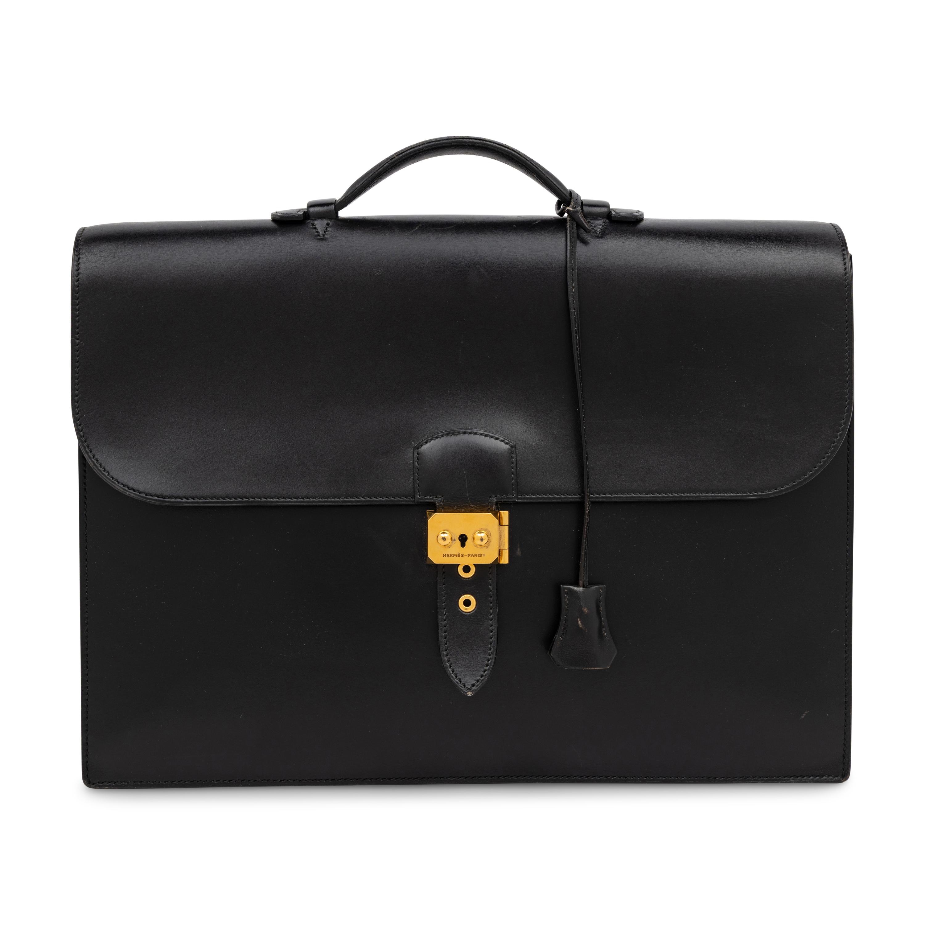 Hermès, Vintage Briefcase in Noir Box Leather
