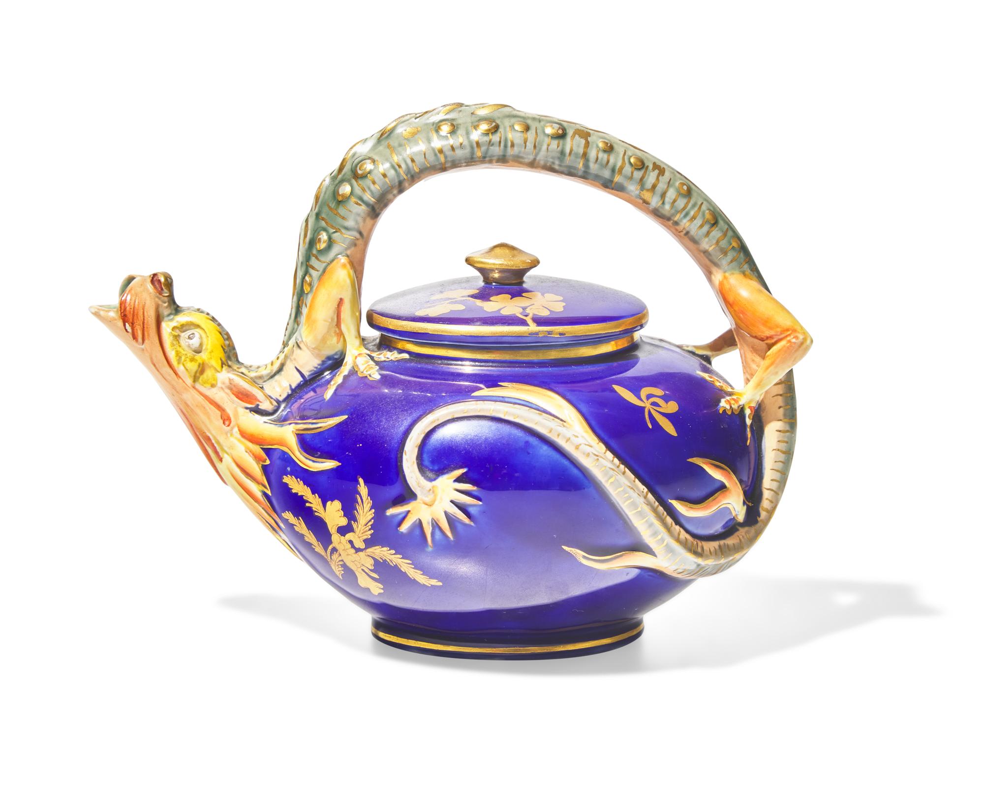 A Wedgwood Majolica Figural Dragon Teapot