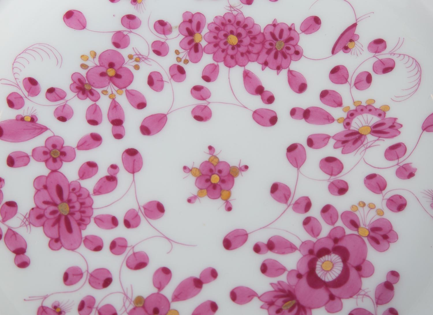 Ten Meissen Porcelain Articles Decorated with Puce Flowers — 20TH CENTURY
