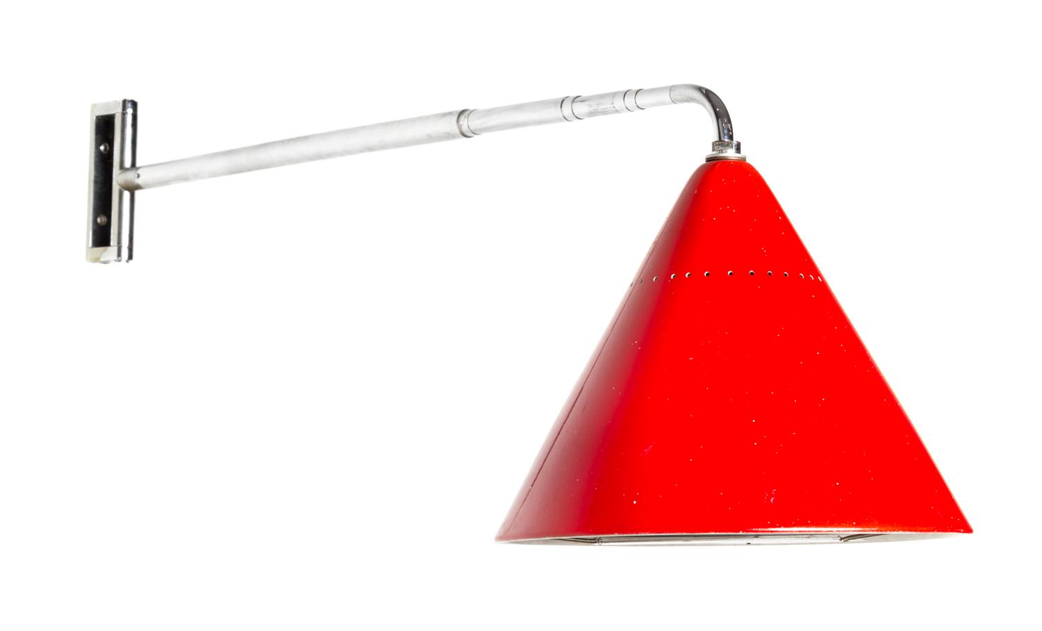 A Chromed and Enameled Sconce Height of shade 9 inches. — SECOND HALF 20TH CENTURY