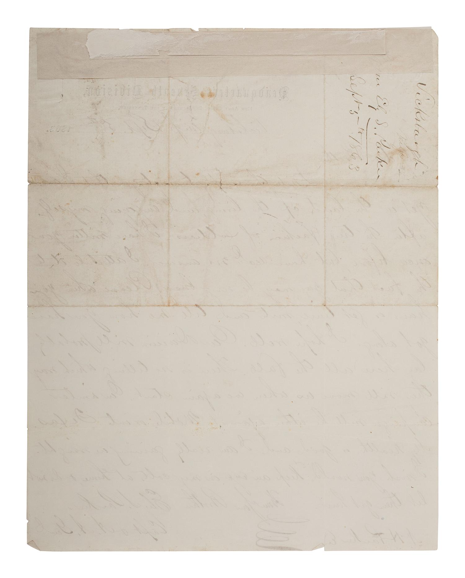 [CIVIL WAR]. PARKER, Ely S. (1828-1895). A group of 3 items, highlighted by war-date letters signed by Ely S. Parker, one in which he references the children of U.S. Grant and John A. Rawlins.