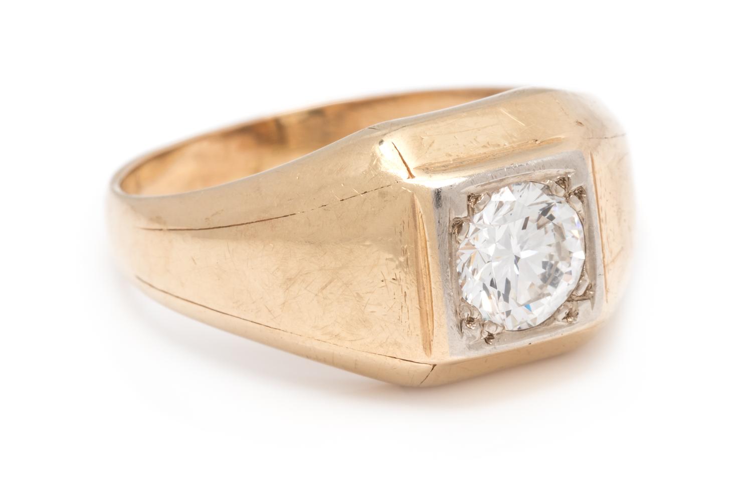 A Yellow Gold and Diamond Ring,