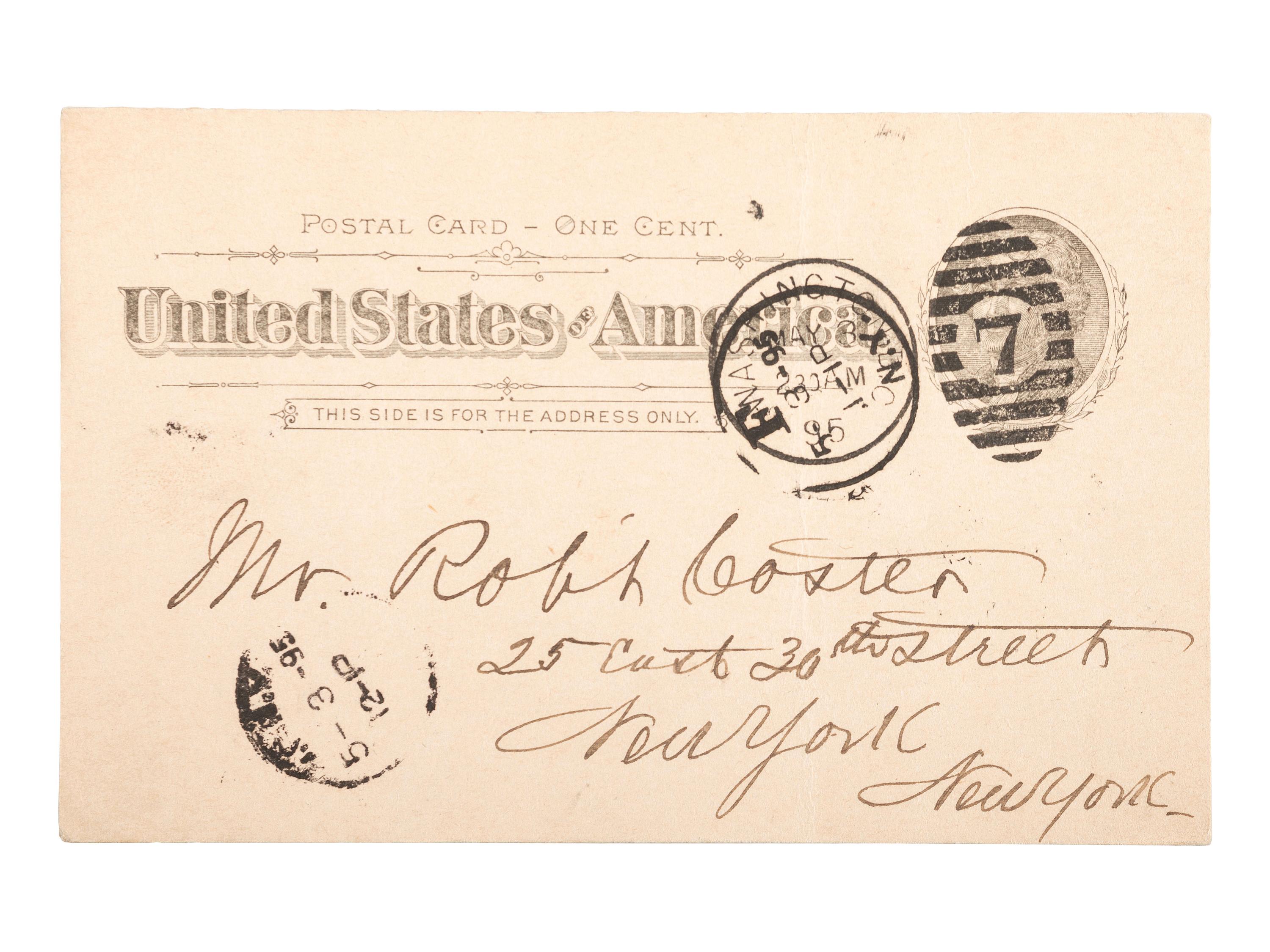 [CIVIL WAR - NAVY]. A group of 9 documents related to Robert Coster and his efforts to confirm the identity of the man who lashed Rear Admiral David G. Farragut to the rigging of the Hartford at the Battle of Mobile Bay.