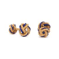 DIAMOND, ENAMEL AND YELLOW GOLD CUFFLINKS