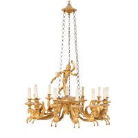 An Empire Giltwood Twelve-Light Chandelier
