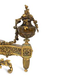 A Pair of Louis XV Style Bronze and Gilt Bronze Chenets — 19TH CENTURY