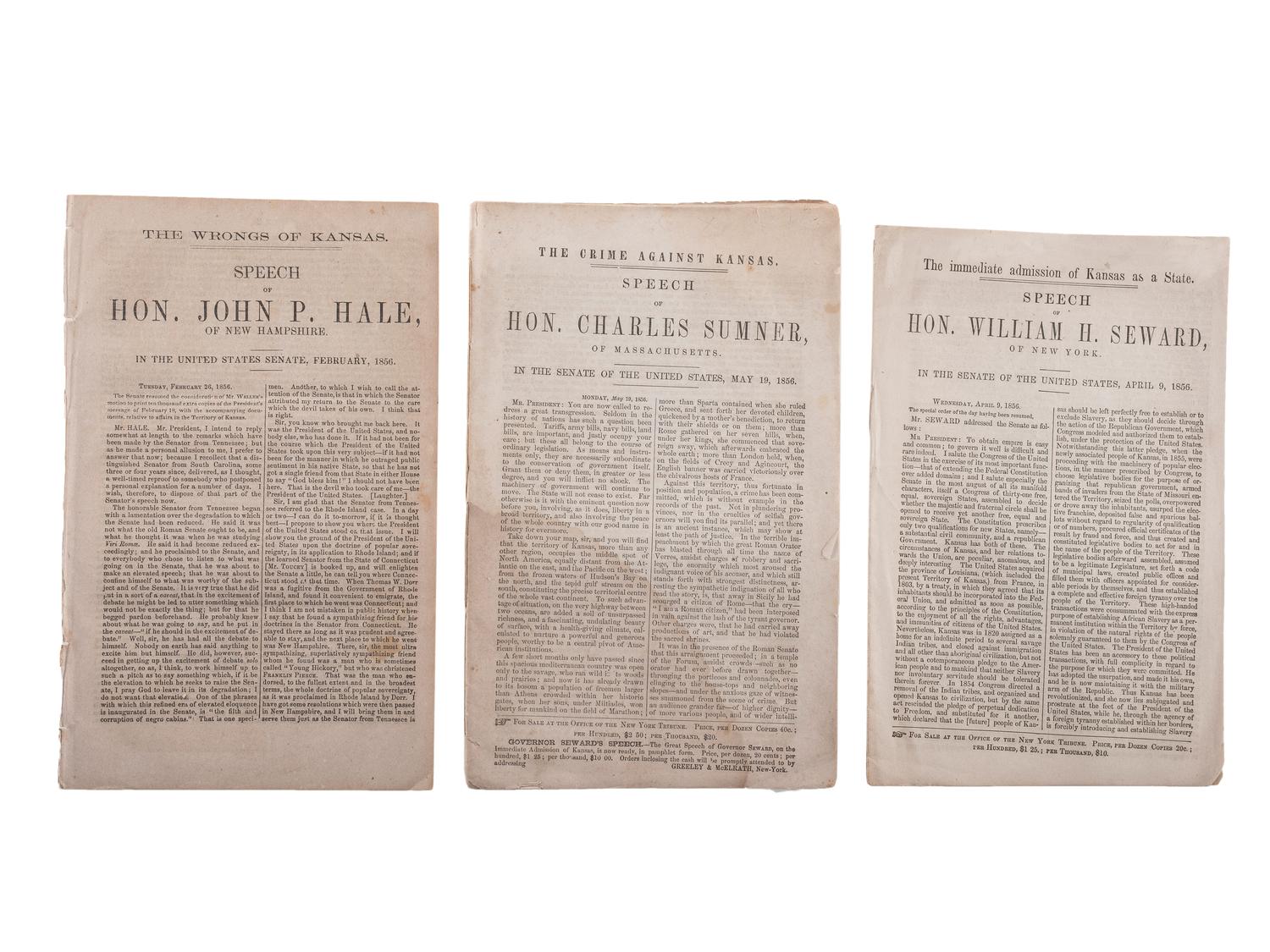 [SLAVERY & ABOLITION]. A broadside and group of pamphlets related to slavery and abolition in Kansas prior to the Civil War, comprising: