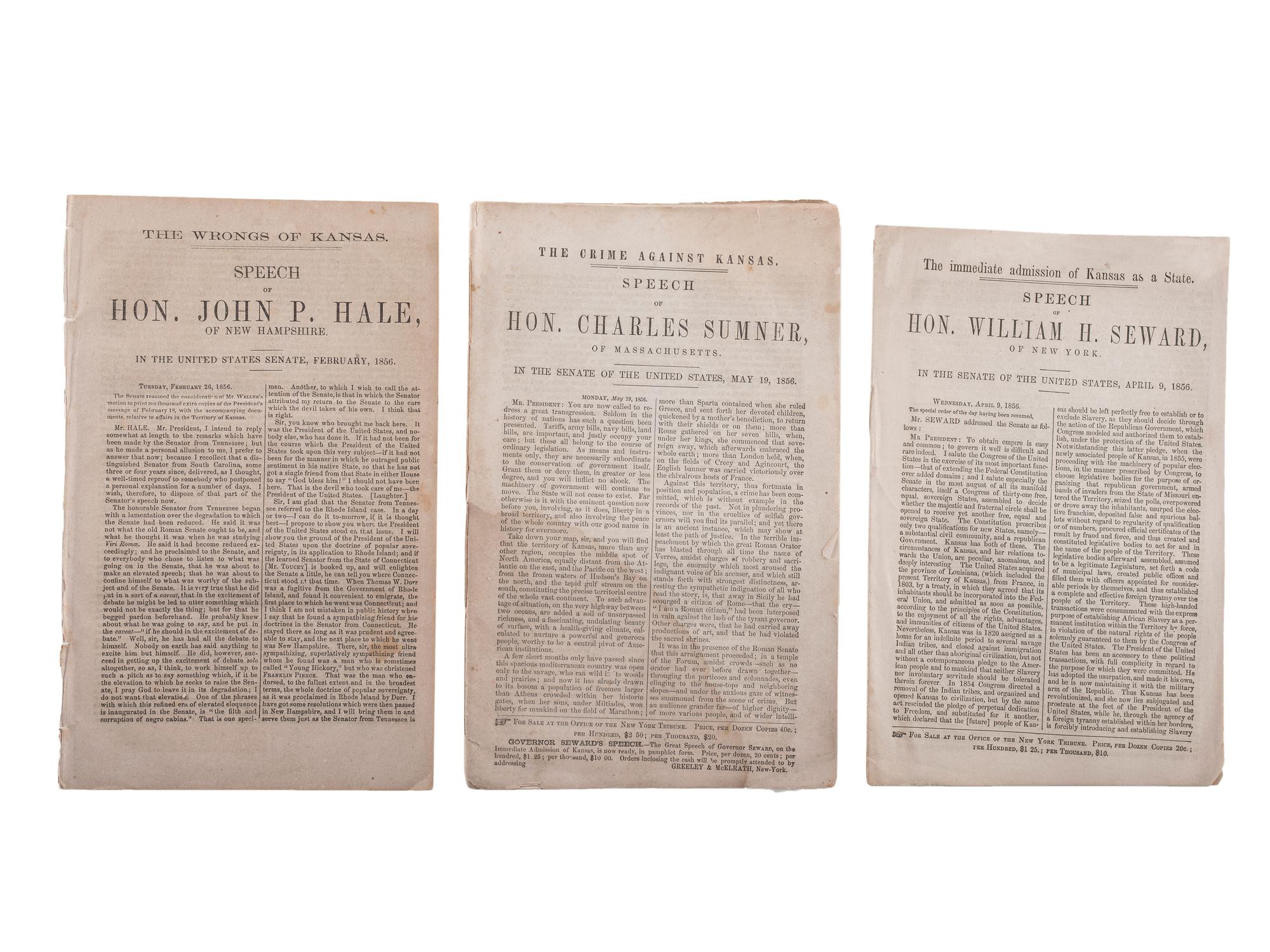 [SLAVERY & ABOLITION]. A broadside and group of pamphlets related to slavery and abolition in Kansas prior to the Civil War, comprising: