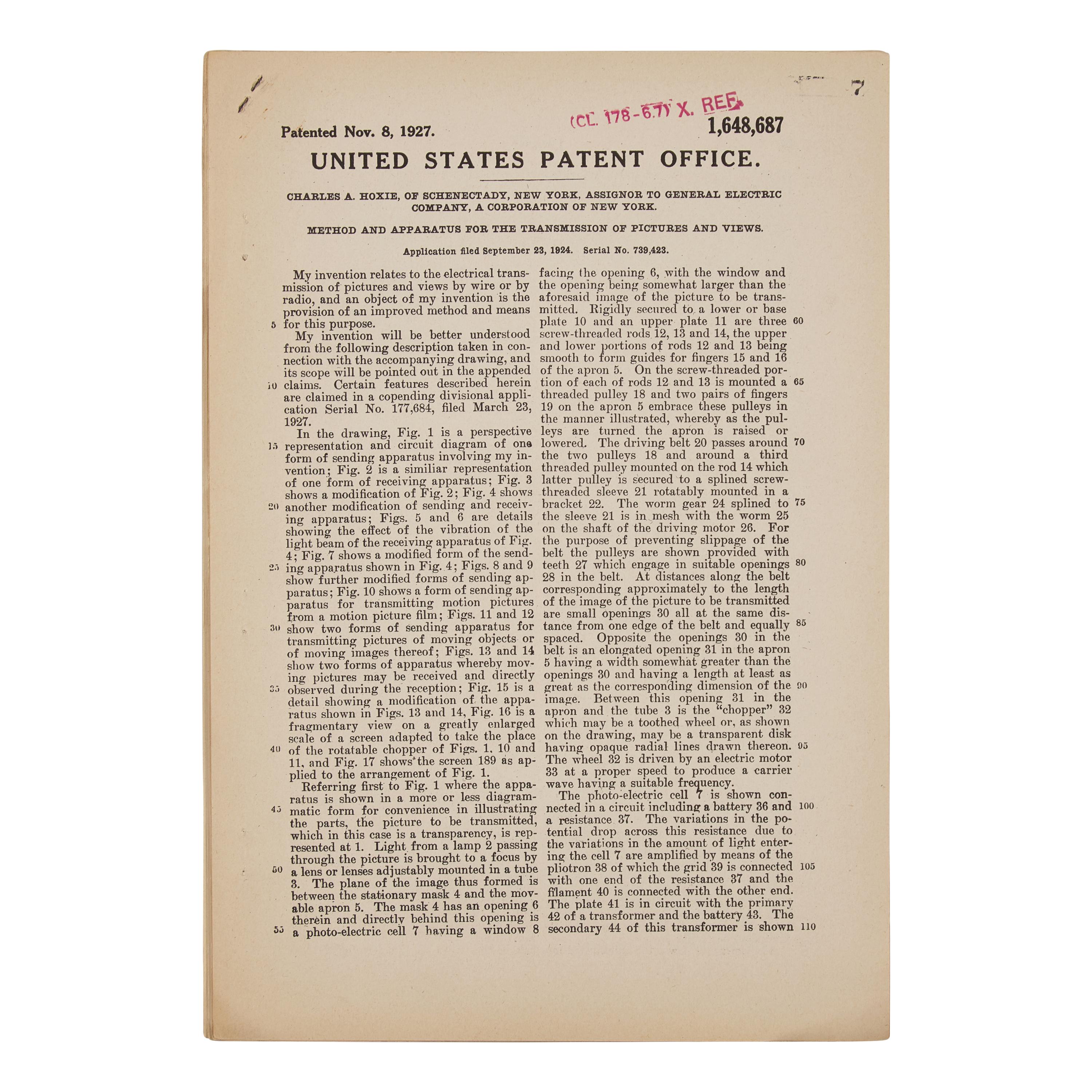 *[Technology] United States Patent Issued to a Pioneer in Sound Film, 1927