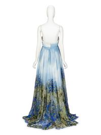 Oscar de la Renta, Printed Strapless Chiffon Gown