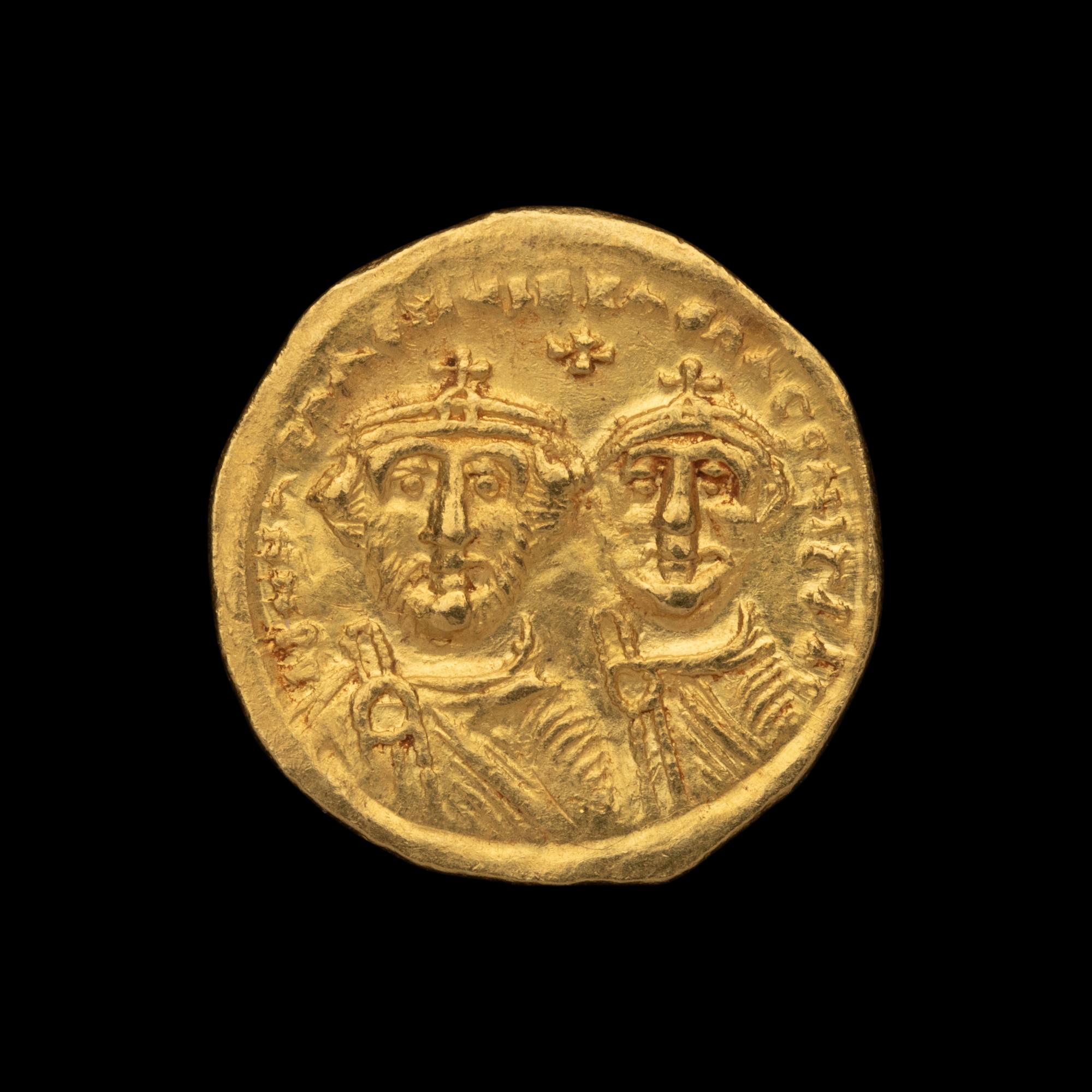 [ANCIENTS] BYZANTINE EMPIRE. Heraclius (c.625-629 AD). Av Solidus (4.4g, 21mm); the obverse showing Heraclius and his son Heraclius Constantine.