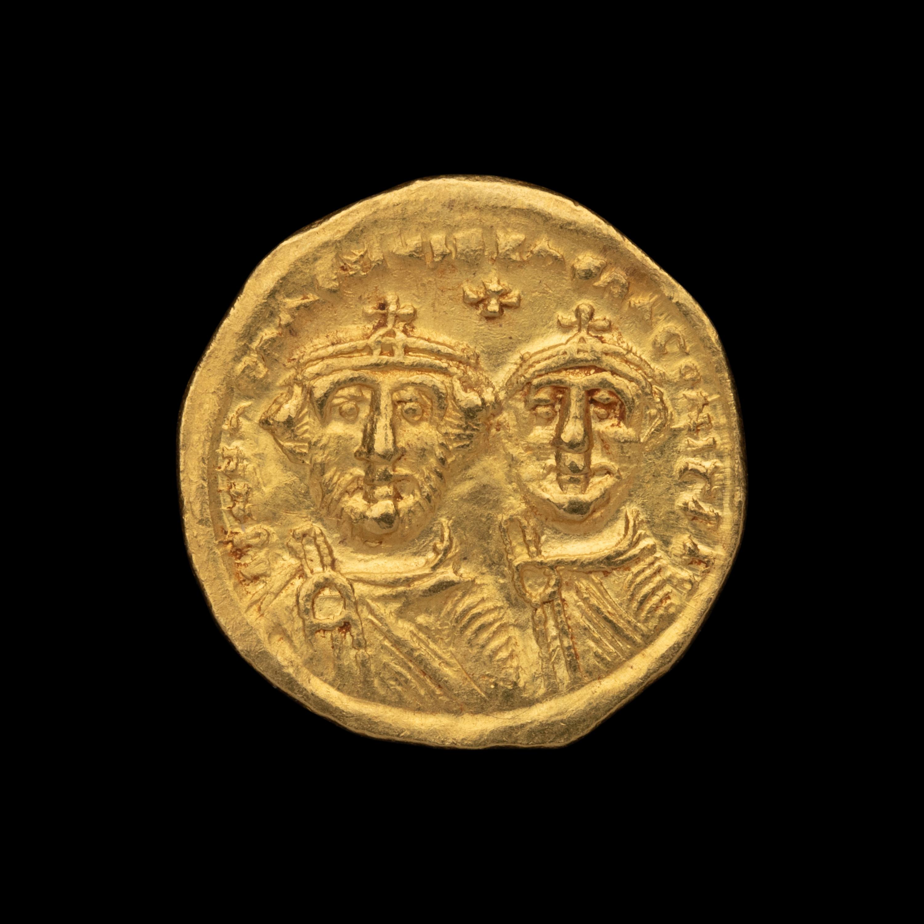 [ANCIENTS] BYZANTINE EMPIRE. Heraclius (c.625-629 AD). Av Solidus (4.4g, 21mm); the obverse showing Heraclius and his son Heraclius Constantine.