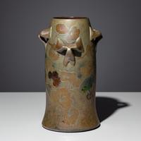 Vase with morning glories and nasturtium