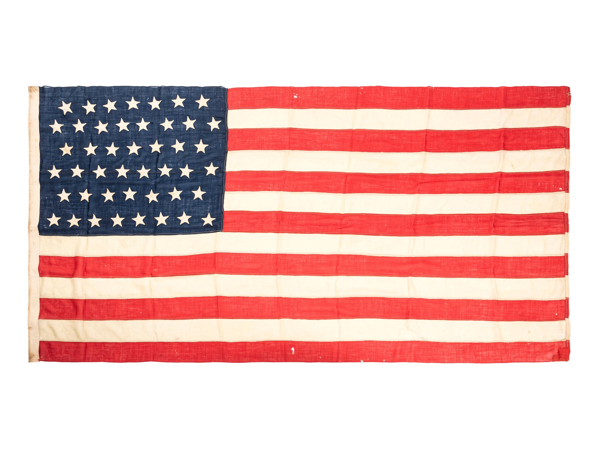 [FLAGS]. A group of 2 American flags, incl. 45-star and 48-star examples. Late 19th-early 20th century.
