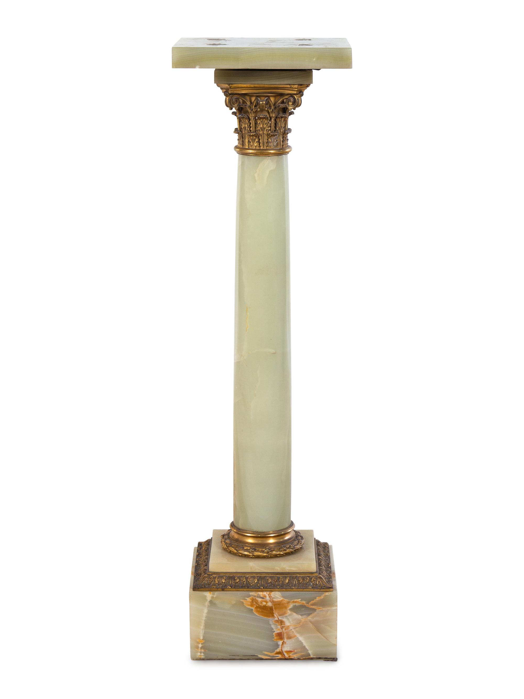 A Continental Gilt Bronze Mounted Onyx Pedestal