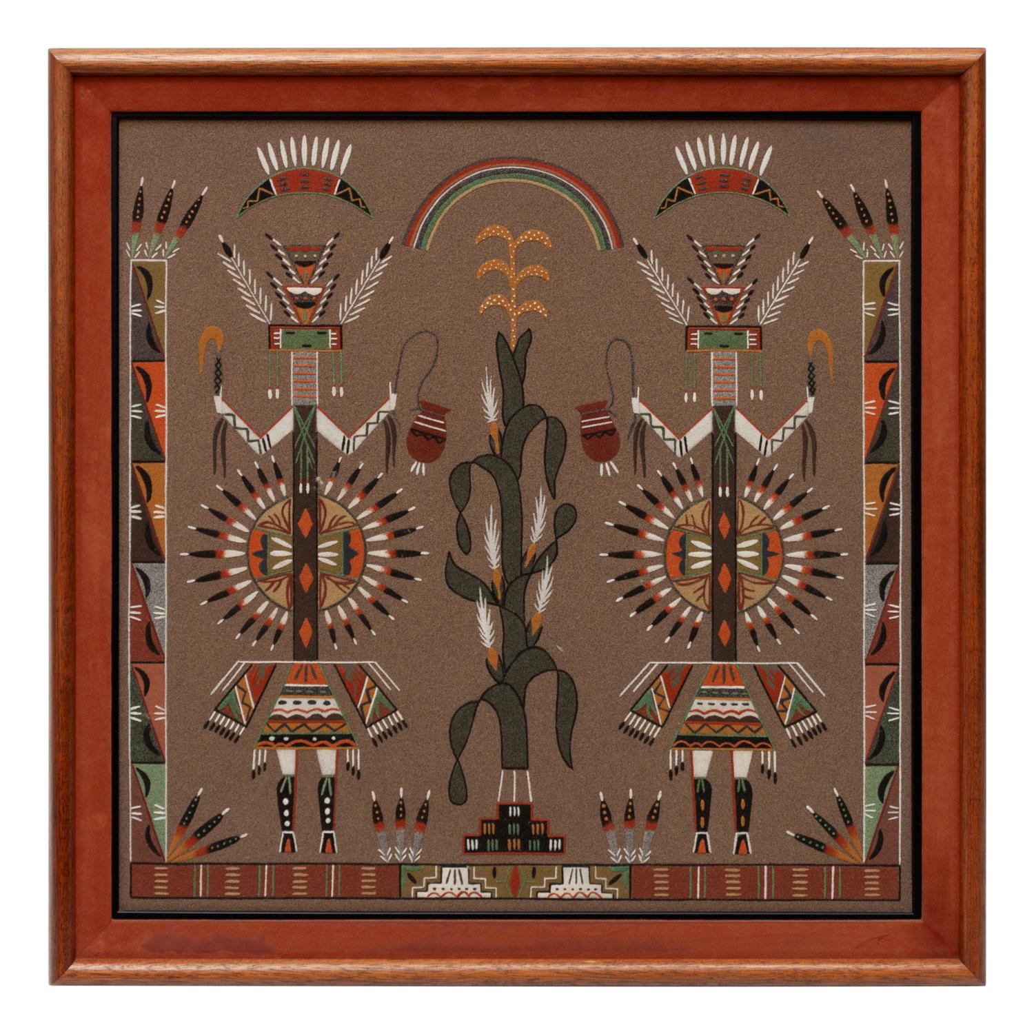 Two Navajo Sandpaintings: Yei Bi Chei with Corn and Four Houses of the Sun , 1979