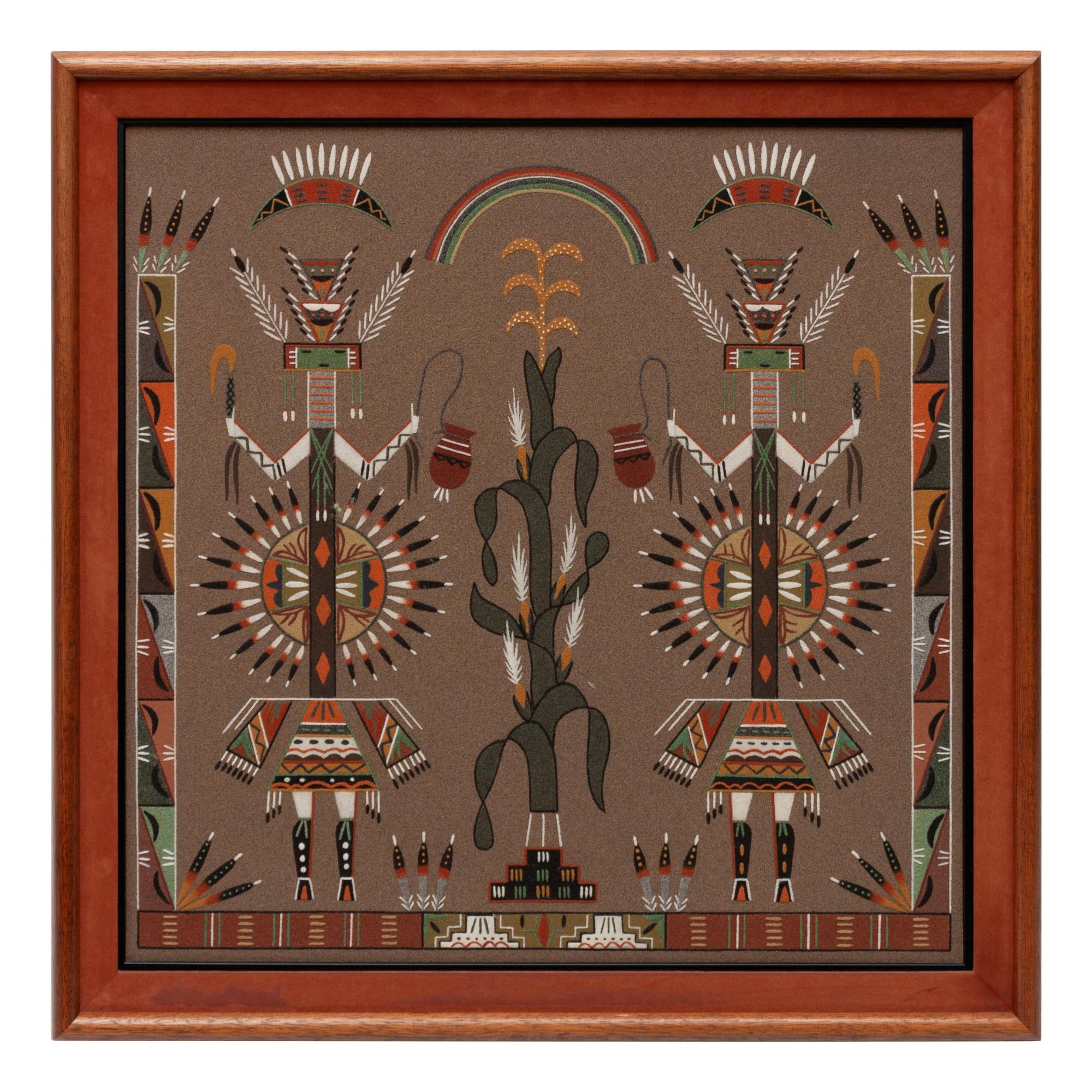 Two Navajo Sandpaintings: Yei Bi Chei with Corn and Four Houses of the Sun , 1979