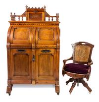 A Wooton Walnut Patent Secretary Desk Height of desk 70 1/2 x width 42 1/2 x depth 31 1/2 inches. — LATE 19TH CENTURY