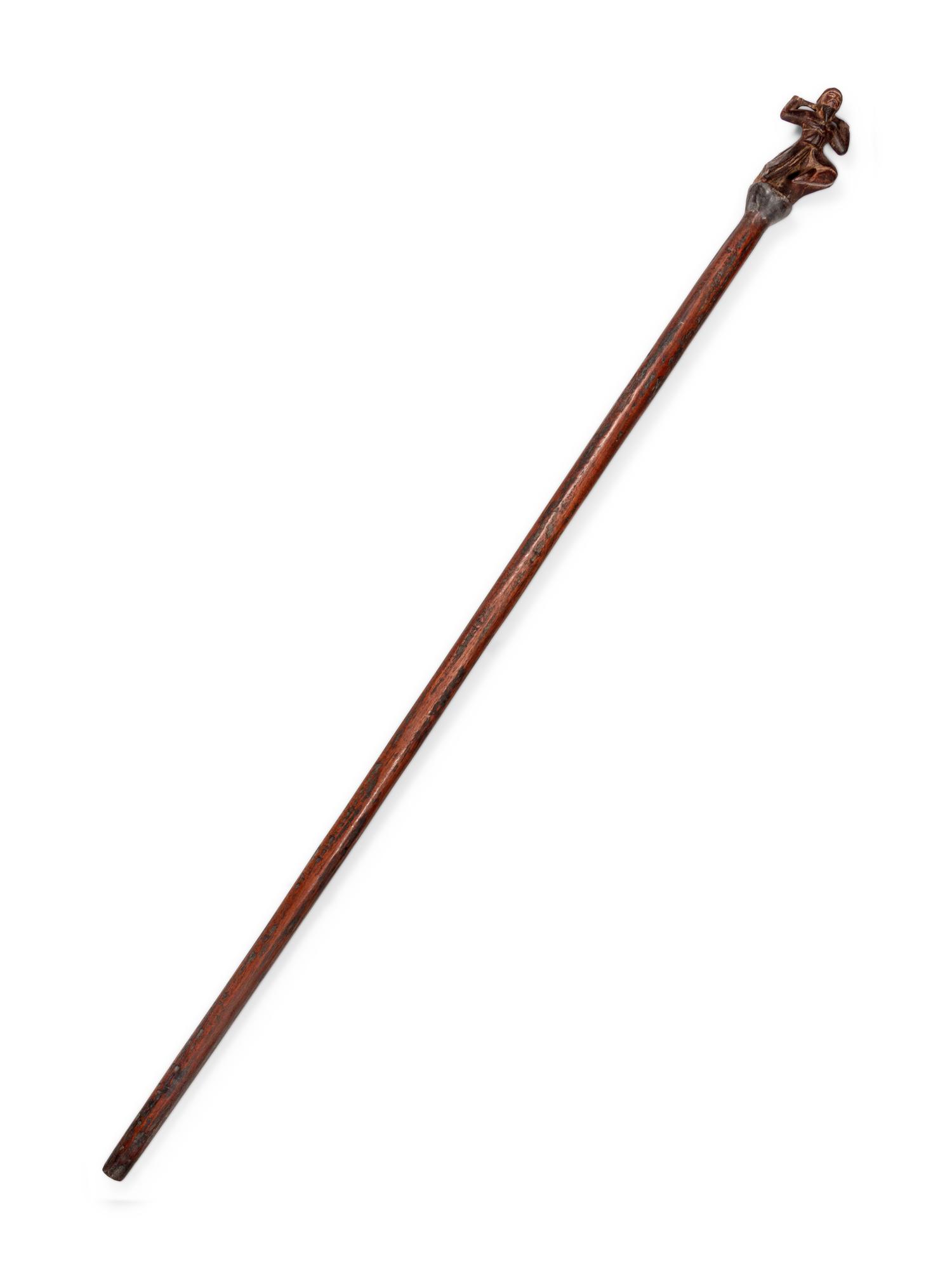 A South East Asian Carved Polychrome Figural Walking Stick