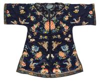 A Chinese Embroidered Silk Lady's Informal Robe LATE QING DYNASTY Length 40 inches. — LATE QING DYNASTY