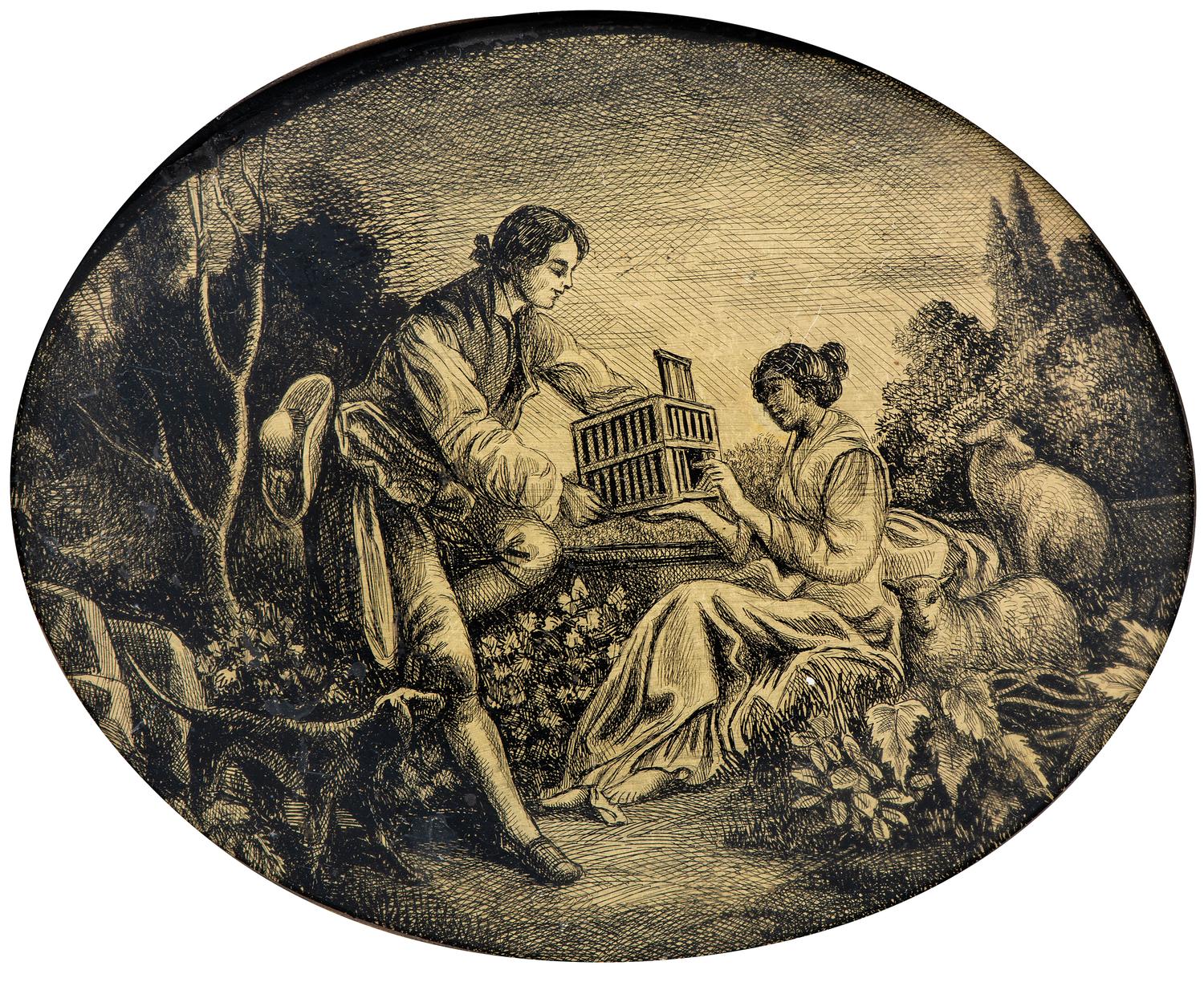 A Verre Eglomise Miniature Picture