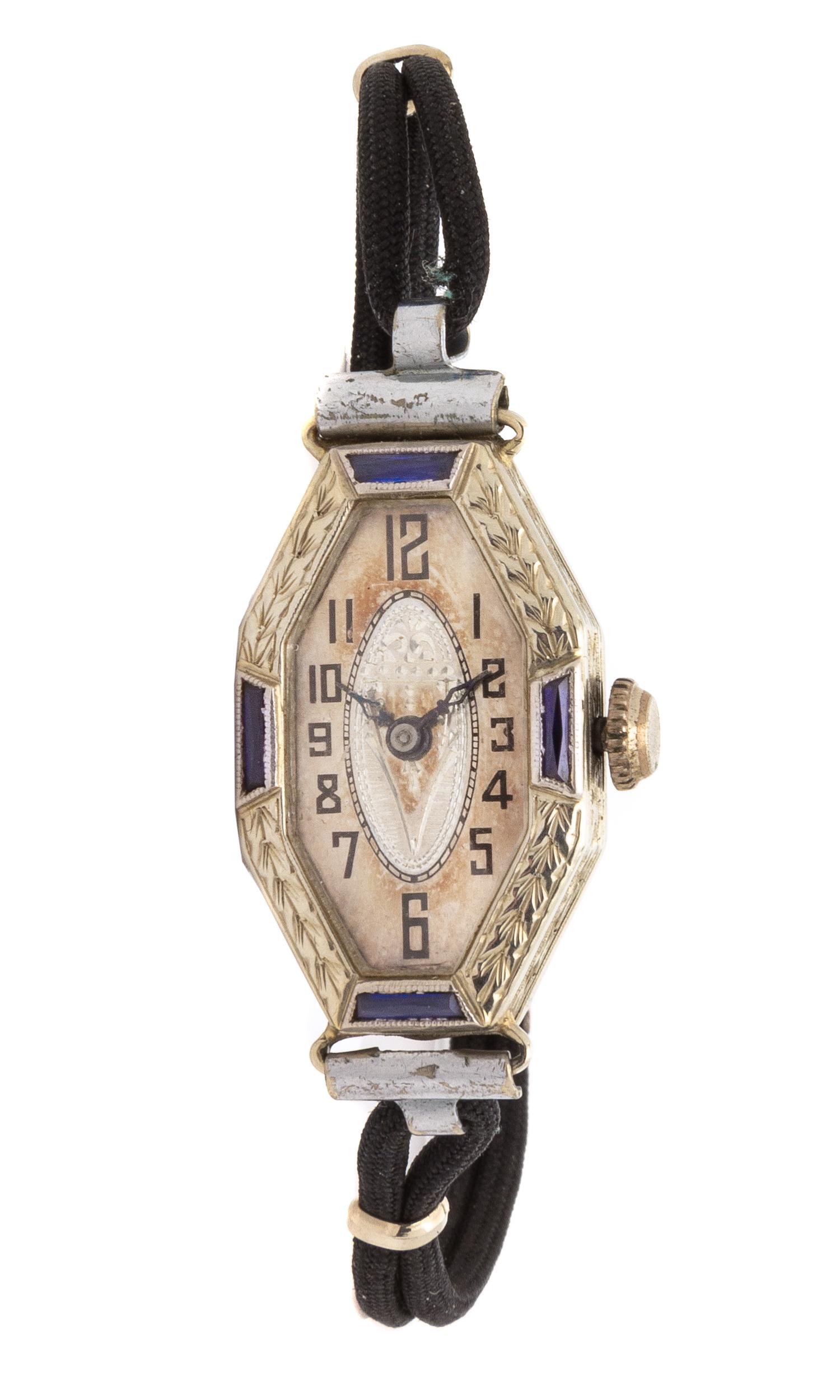 A White Gold, Gold Filled and Synthetic Sapphire Wristwatch,