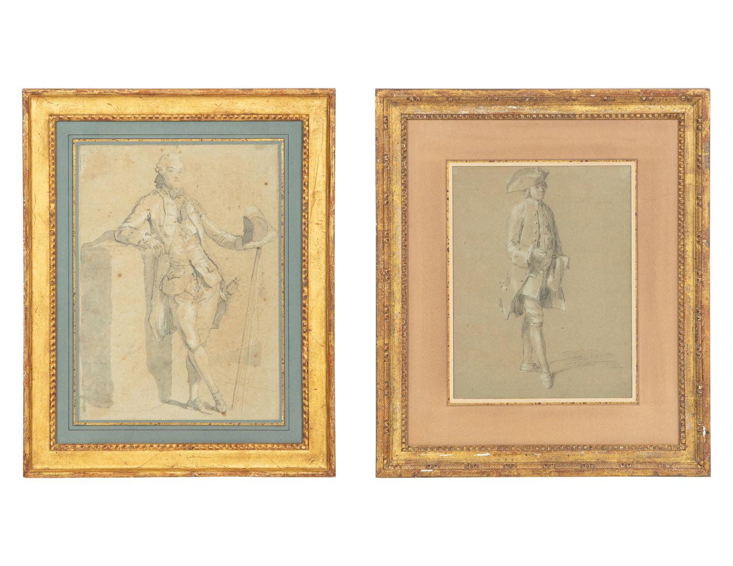 Portraits of Fashionable Gentlemen (two drawings)