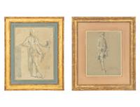 Portraits of Fashionable Gentlemen (two drawings)