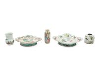 Five Chinese Famille Rose Porcelain Articles