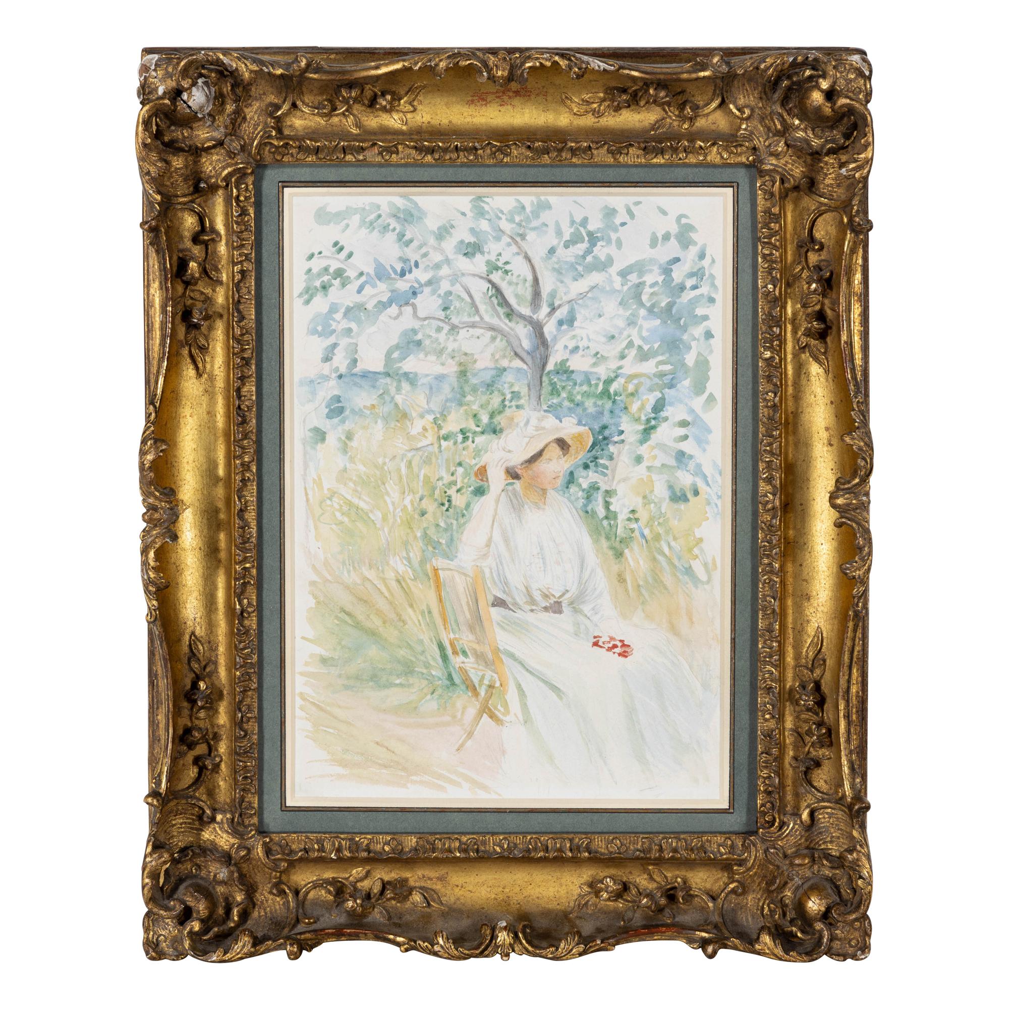 Paule Gobillard (French, 1867-1946) — Jeune Fille au Chapeau de Paille dans le Jardin à Givry, Bourgogne , 1898