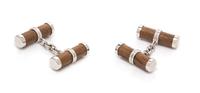 A Pair of 18 Karat White Gold and Wood Cufflinks, Seaman Schepps, 3.00 dwts.