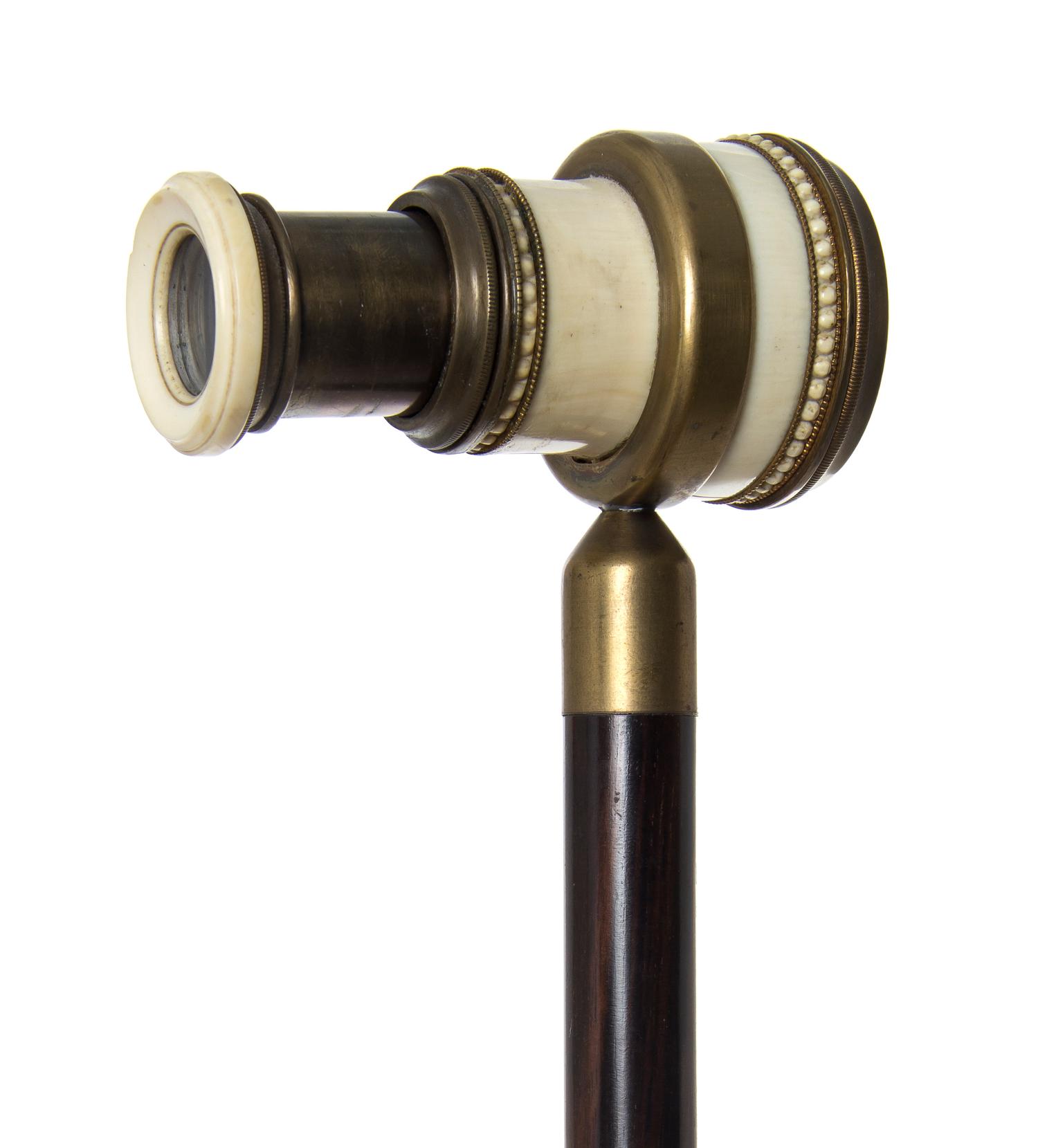 An American Monocular Handled Cane, Length of handle 2 x length overall 36 inches.