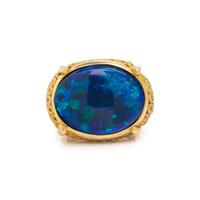 BLACK OPAL AND DIAMOND RING