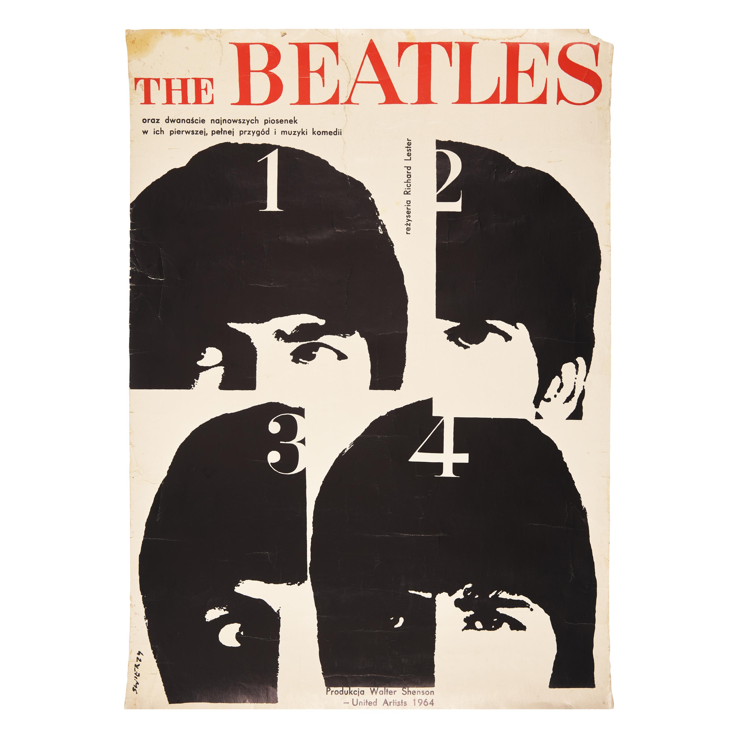 [Music] [The Beatles] Scarce Poster Advertising the Polish Release of The Beatles Film A Hard Day's Night