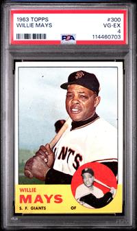 A 1963 Topps Willie Mays Baseball Card No. 300 (PSA 4 VG-EX)