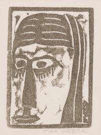 Max Weber, (American, 1881-1961), Portrait, Figure, Nude with Upraised Arm; Head, and Reclining Nude (set of five woodcuts)