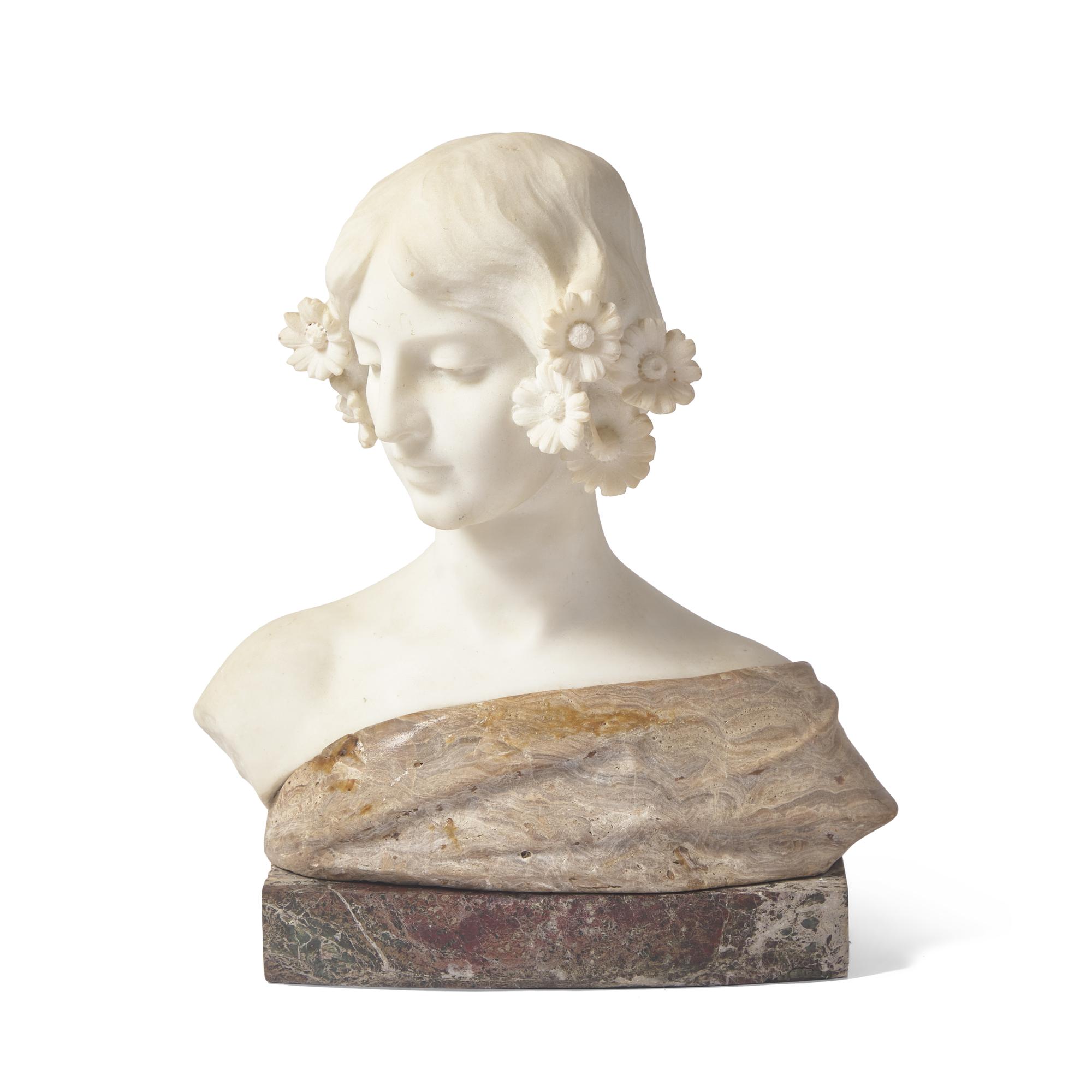 Italian, 19th/20th Century — Bust of a Young Lady with Daisies in Her Hair