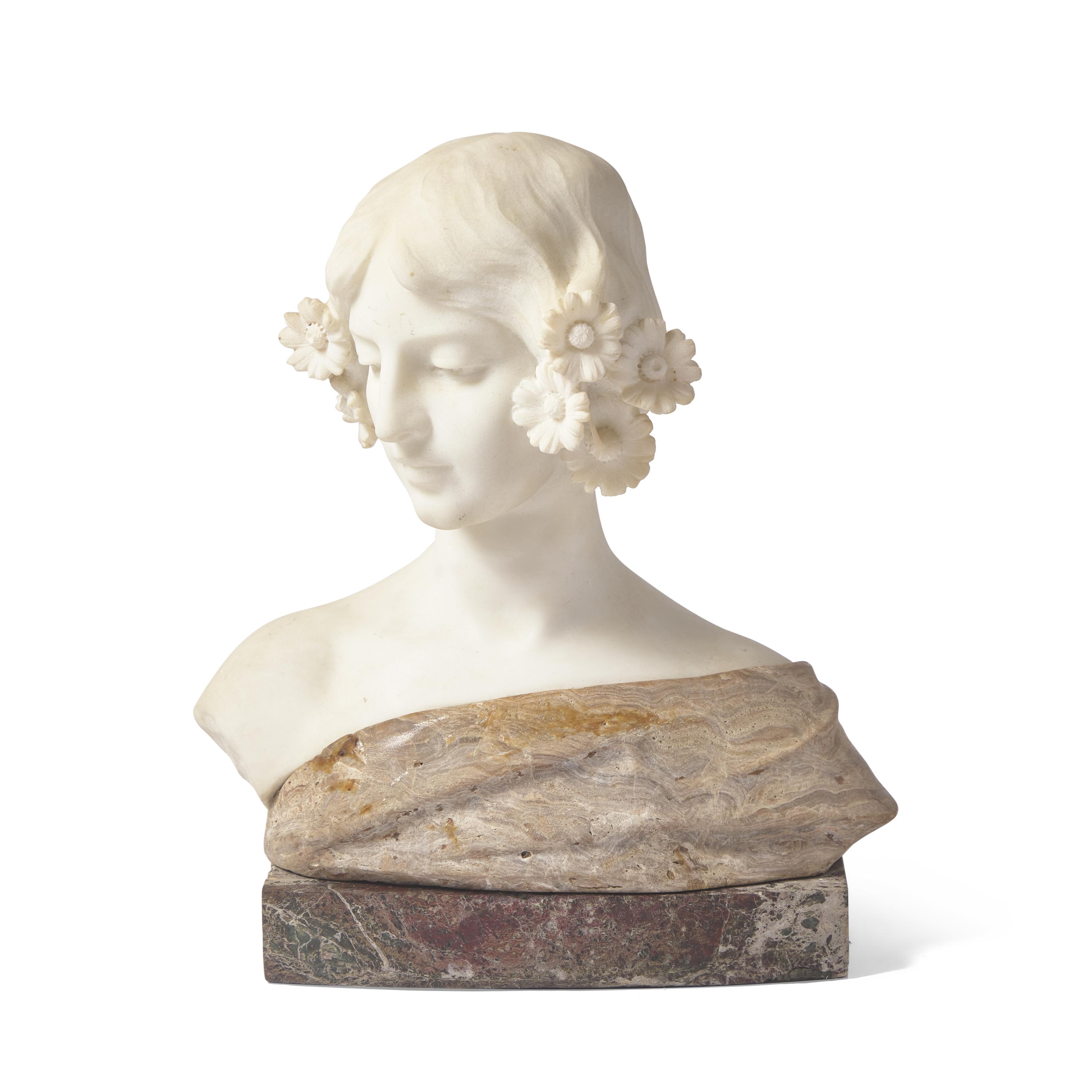 Italian, 19th/20th Century — Bust of a Young Lady with Daisies in Her Hair