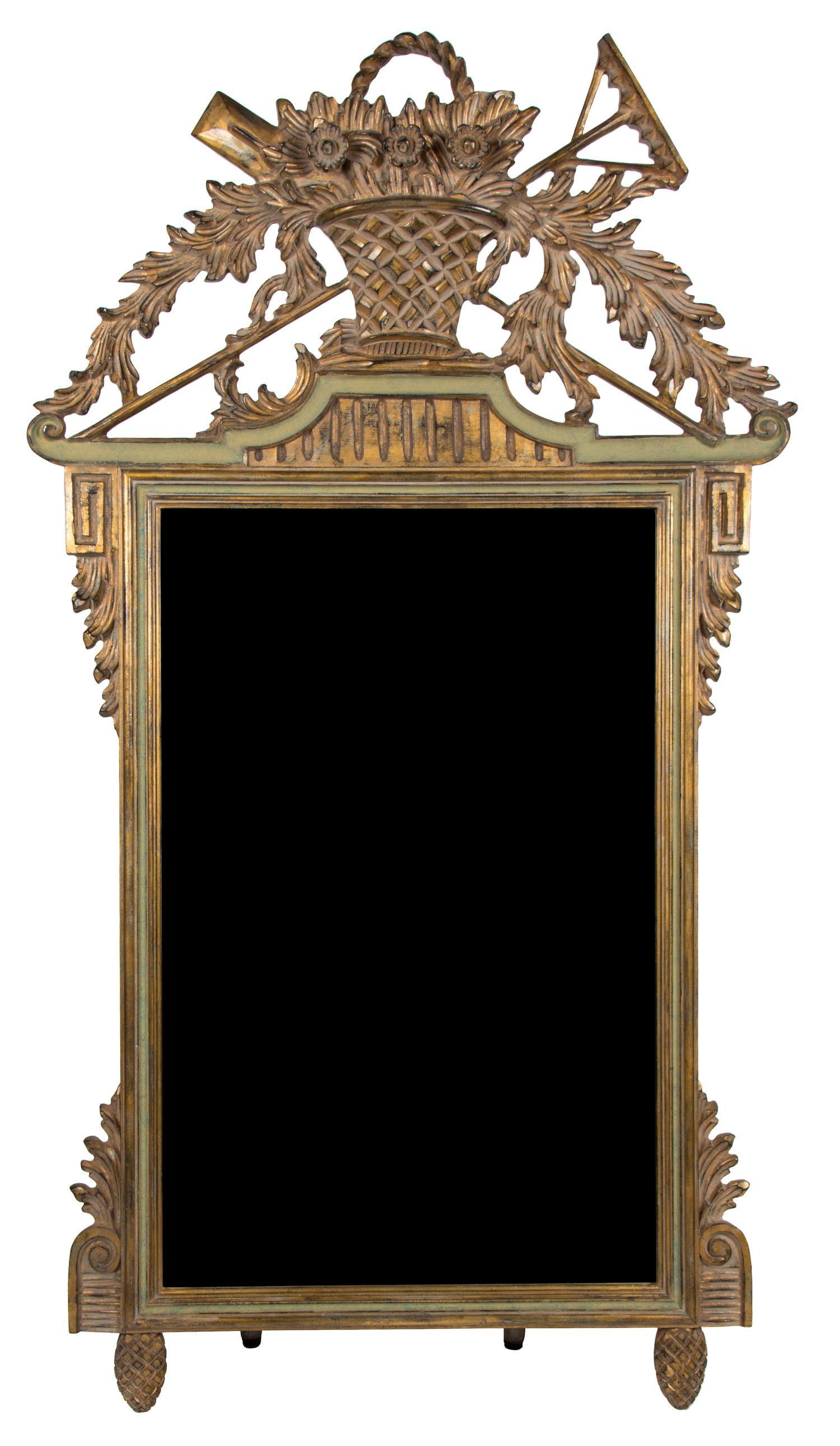 A Louis XVI Style Giltwood Mirror Height 58 x width 33 inches. — 20TH CENTURY