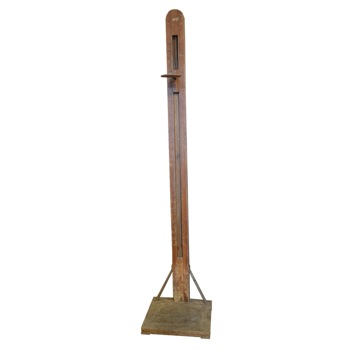 A Wood and Iron Stadiometer 19.5" W x 16" D x 90.5" H — Germany, Circa 1900
