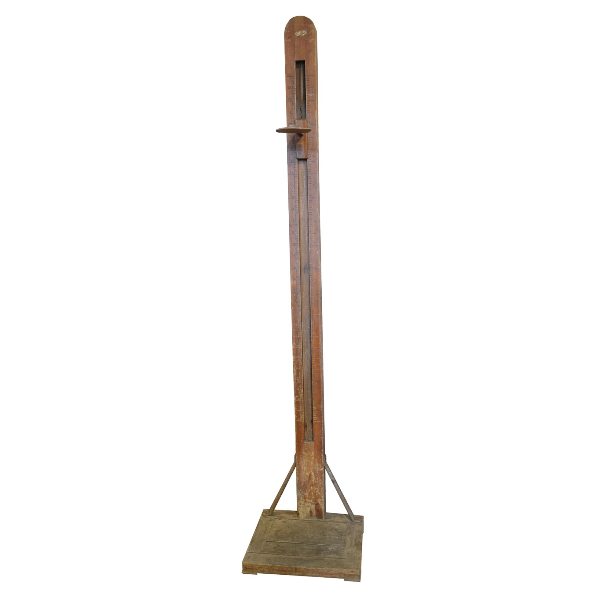 A Wood and Iron Stadiometer 19.5" W x 16" D x 90.5" H — Germany, Circa 1900