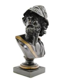 A Grand Tour Gilt and Patinated Bronze Bust of Menelaus