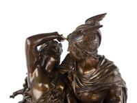 A French Gilt and Patinated Bronze and Marble Mantel Clock
