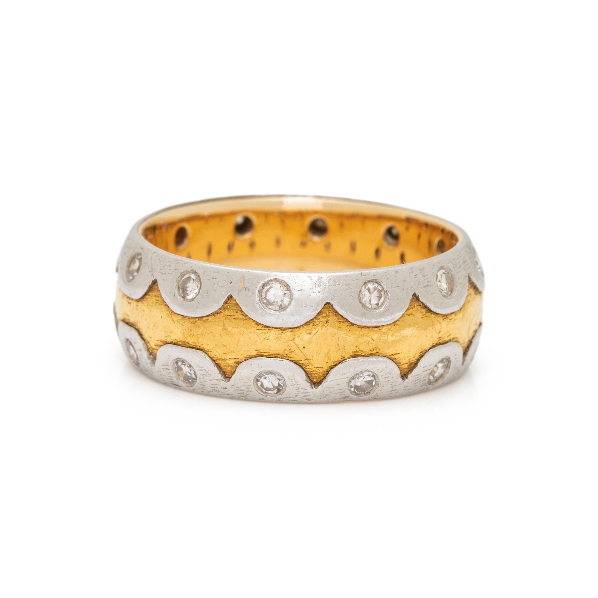 YELLOW GOLD, PLATINUM AND DIAMOND BAND