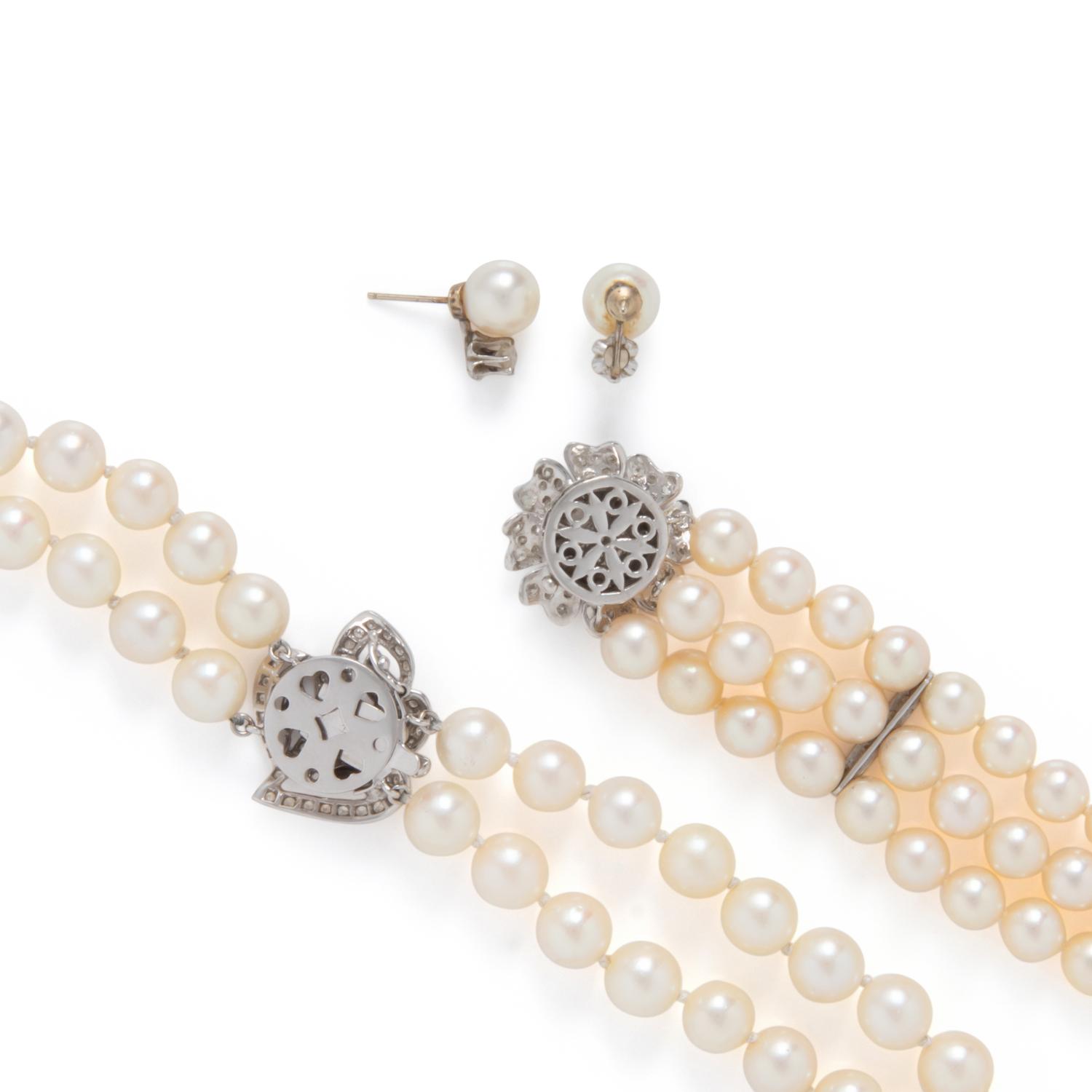 COLLECTION OF CULTURED PEARL AND DIAMOND JEWELRY