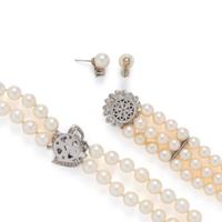 COLLECTION OF CULTURED PEARL AND DIAMOND JEWELRY