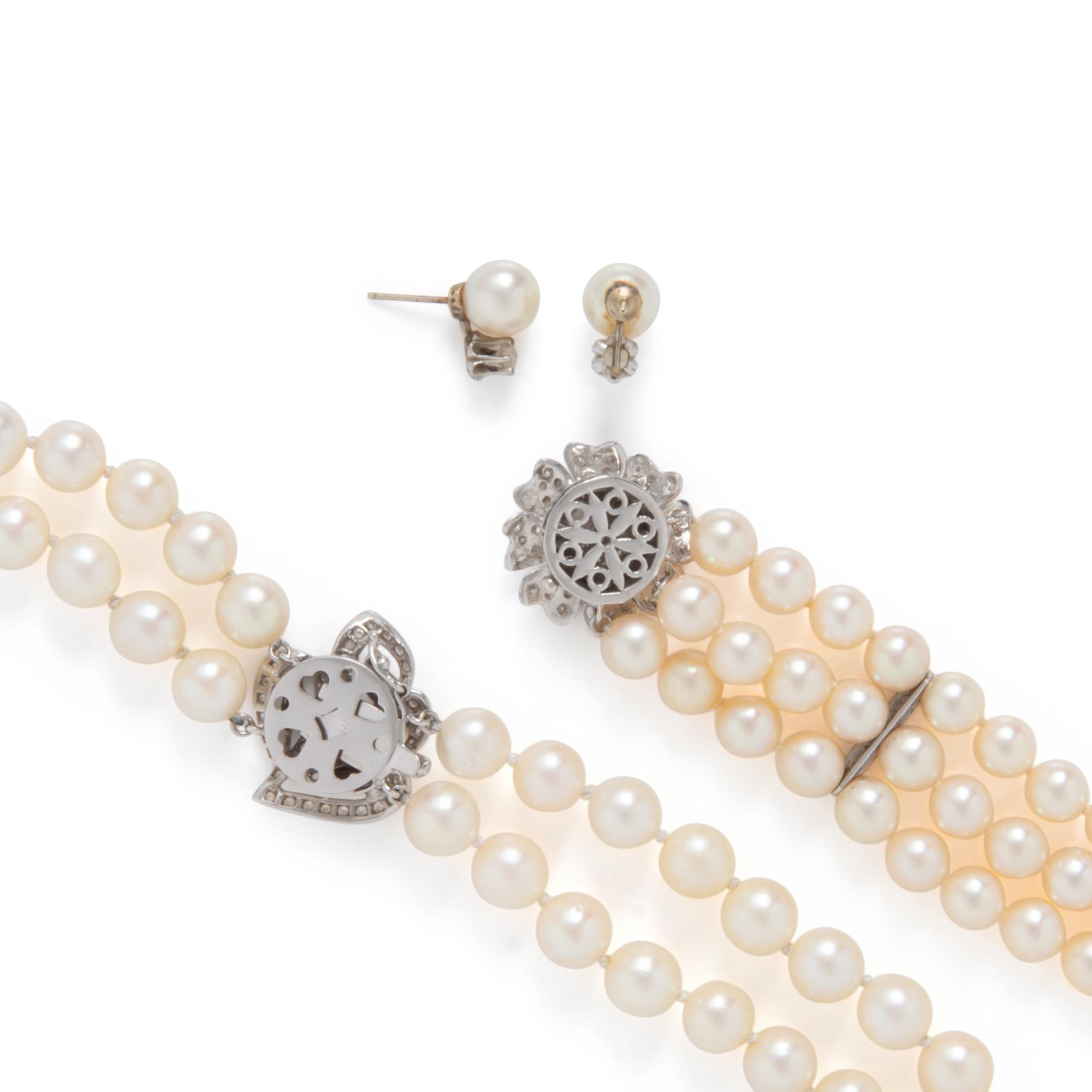 COLLECTION OF CULTURED PEARL AND DIAMOND JEWELRY