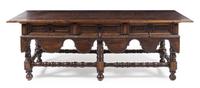 An Italian Baroque Walnut Table Height 31 1/4 x width 88 1/2 x depth 28 1/4 inches. — 17TH/18TH CENTURY AND LATER